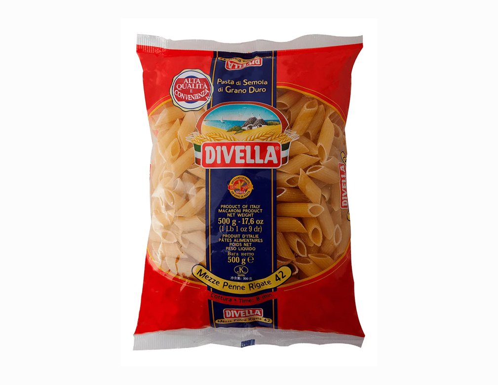 MACARRÃO PENNE RIGATE GRANO DURO DIVELLA 500 G (CX 24 UN)